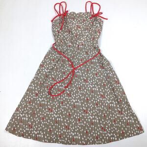 Vtg Jenni Dress Women's Sz Small Tan Tulip Scallop Sundress Girly Flirty Date